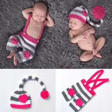 Projeto do coração Do Bebê Hat Elf com Calças Crochet Knit Newbown Roupas Roupa Traje Fotografia Adereços Sessão de Fotos Do Bebê Do Amor Do Coração 2024 - compre barato