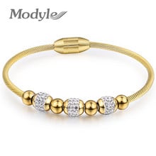 Modyle 2022 New Fashion Women Accessories Silver Color Gold Color Stainless Steel CZ Stone Bead Charm Bracelets for Women 2024 - buy cheap