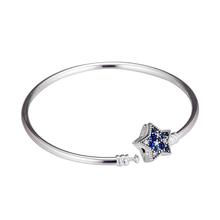 Sparking-brazalete de estrella azul para mujer, joyería de plata de ley 925, pulsera, joyería artesanal, cuentas europeas de ajuste 2024 - compra barato