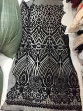 Unique paillette fabric/mesh sequins fabrics/french net lace fabric LJY102140 in black color 2024 - buy cheap