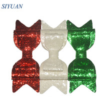 50pcs/lot 4.7*1.6'' Large Glitter Messy Sequin Leather Bow Tie 3-layer Hairbow Girl Lovely Headwear HDJ121 2024 - buy cheap