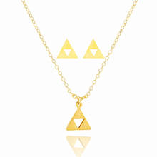 Classic Game Legend Of The Zelda Sign Geometric Triangle Stud Earrings Pendant Necklace Women Men Stainless Steel Jewelry Set 2024 - buy cheap