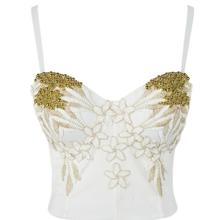 Europe and the United States retro nightclub embroidery stars Moon Pearls Bralet Women's Bustier Bra Cropped Top Vest Plus Size 2024 - buy cheap