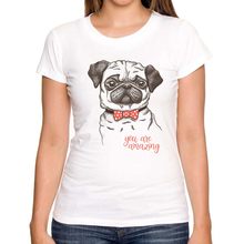 Летняя новая модная женская футболка с коротким рукавом с принтом «You Are Amazing Pug Dog Design», милая Футболка Harajuku 2024 - купить недорого