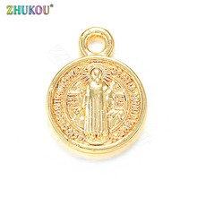 ZHUKOU 11x14mm Round Religious Chaems Exquisite Brass Cubic Zirconia Charms for Handmade Necklace Jewelry Accessories Model:PD4 2024 - buy cheap