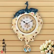 Reloj de pared con diseño de pavo real para sala de estar, reloj de pared con diseño artístico, estilo Retro, silencioso y moderno 2024 - compra barato