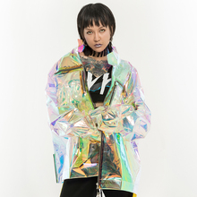 Женская голографическая куртка, блестящая модная куртка в стиле панк, для танцев, хип-хоп 2024 - купить недорого