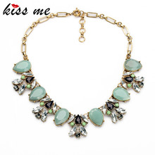 New Design Fashion Jewelry Gold Color Blue Shiny Pendant Statement Party Necklaces &Pendant 2017 2024 - buy cheap
