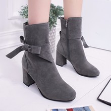 2018 Autumn Winter Women Boots Fashion Women's Thick Heel High Heels Fur Warm Snow Boots Female Winter Shoes Ladies Ankle Boots 2024 - buy cheap