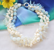 4strands cream white opal white baroque freshwater pearl necklace 18inch 2024 - buy cheap