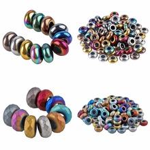 TUMBEELLUWA 1Lot (20Pc) Mix Color Polished/Frosted Hematite Gem Stone Spacer Big Hole Loose Beads Fit European Bracelet 2024 - buy cheap