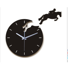 hot sale home decoration 3d acrylic mirror wall clocks diy modern living room still life horse wall clock quartz needle watch 2024 - buy cheap