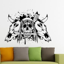 Pegatina de calavera india, pegatina Punk de muerte, calcomanías artísticas de pared con nombre de Diablo, calcomanías de coche, decoración de pared, Mural, pegatina de Calavera, Toro indio 2024 - compra barato