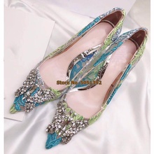 High Heel Women Pointed Toe lace embroidery butterfly rhinestone stiletto shoes Shinning Mesh Wedding Bowtie Pumps Diamond Bling 2024 - buy cheap