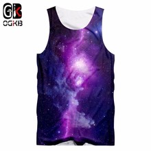 OGKB Hiphop Punk Casual Tanktop Summer Print Purple Galaxy Space 3d Tank Top Man Fit Slim Jersey Sleeveless Tee Shirts Homme 2024 - buy cheap