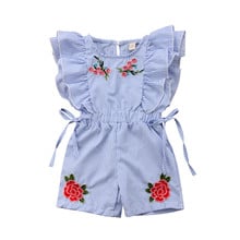 Summer Newborn Kids Baby Girl Flower Stripe Ruffle Romper Jumpsuit Outfits Clothes 2024 - buy cheap