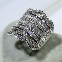 O envio da gota grande promoção de luxo jóias 925 prata esterlina 5a zircônia cúbica anel largo eternidade feminino dedo anéis de casamento 2024 - compre barato