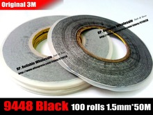 100 rolls (1.5mm*50M) Original 3M9448 Black Double Sided Adhesive Tissue Tape, for iphone pad Cellphone Tablet Screen Repair 2024 - buy cheap