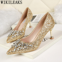 Luxury Heels Wedding Shoes Bride Silver Heels Rhinestone Shoes Women Crystal Heels Pumps Women Shoes Chaussures Femme Ayakkabi 2024 - buy cheap