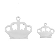 100% Stainless Steel Crown Charm Pendant For Jewelry Making Engrave Blank Metal Tag Mirror Polished Wholesale 50pcs 2024 - buy cheap