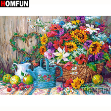 Homfun quadrado completo/broca redonda 5d diy pintura de diamante "flor paisagem" bordado ponto de cruz 5d decoração de casa presente a18139 2024 - compre barato