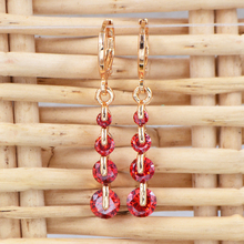 Fashion Women Gold Color Round Red Cubic Zirconia CZ String Drop Dangle Earrings Jewelry 2024 - buy cheap