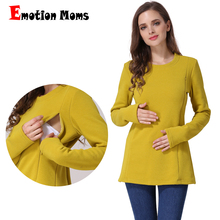 Emotion Moms New Long Sleeve Maternity Clothes COTTON Winter Nursing Tops for Pregnant Women Breastfeeding T-shirt Fleece Jacket 2024 - buy cheap