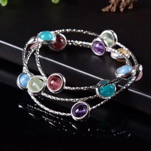 S925 pure silver jewelry original design fashion handmade DIY colorful crystal hand string. 2024 - buy cheap