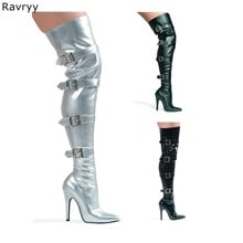 Autumn Fashion Silver Woman long boots Pole dance Model Show Club Party Female Shoes Pointed Toe thin heel over-the-knee boot 2024 - buy cheap