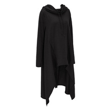 2019 Autumn Casual Gothic Black Plus Size Top Women Hoodies Loose Thin Hooded Plain Asymmetric Fall Female Streetwear Sweatshirt 2024 - buy cheap