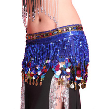 Top Selling Multi Color Chiffon Belly Dance Hip Scarf Coin Sequin Belt Skirt Tassel Hip Wrap 2024 - buy cheap