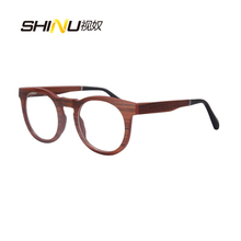 Fashion Ladies Glasses Frame Wood Optical Frame Retro Vintage Round Eyeglasses Frame Myopia Eyewear Frames Oculos De Grau SH7010 2024 - buy cheap