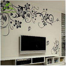 Black Flower Vine Wall stickers home decor large paper flowers living room bedroom wall decor sticker on the wallpaper 2024 - buy cheap