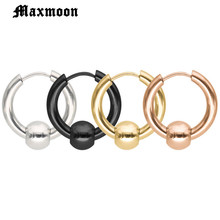 Maxmoon brincos redondos de aço inoxidável, brincos de orelha de titânio de aço inoxidável, acessórios para meninas 2024 - compre barato