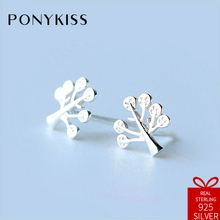 PONYKISS-pendientes minimalistas de Plata de Ley 925 para mujer, aretes de árbol, joyería fina, accesorio para fiesta de cumpleaños 2024 - compra barato