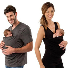 Verão 2018 novo portador de bebê estilingue canguru camiseta maternidade bebê portador roupas multifunções pai mãe camiseta M-3XL 2024 - compre barato