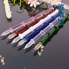 Bamboo shape crystal glass pen pen gift box color ink dip pen student glass pen 2024 - buy cheap