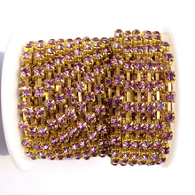 Light Amethyst Crystal Rhinestones Chain 10 yards/roll SS6 to SS38 Gold Base DIY Beauty Accessories Rhinestone Chain 2024 - buy cheap