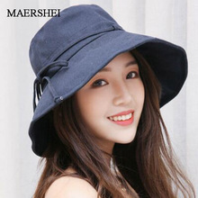 MAERSHEI 2019 new cotton summer woman Anti-UV Panama Summer Sun Cap Viseira Beach Bow Hats For Women Hat Female Lady Bucket Hat 2024 - buy cheap