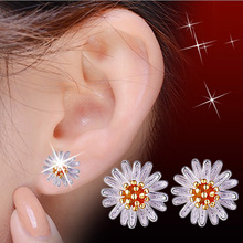 Cute Sun Flower Stud Earrings For Women Daisies Earring Earings Silver color plated Jewelry Earing Brincos Brinco love Gift 2024 - buy cheap