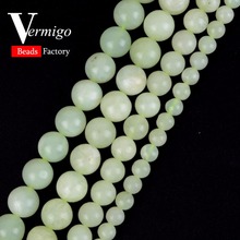 Venda por atacado natural pedra gema verde azeitona jades redondos grânulos soltos para fazer jóias diy pulseira colar 6 8 10mm escolher tamanho 2024 - compre barato