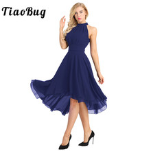 Tiaobug-vestido feminino sem mangas, chiffon, vestido de verão, elegante, dama de honra, casamento, formatura, festa 2024 - compre barato