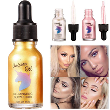 O óleo do unicórnio do primer da composição da cara compõe a base ilumina o alvejante do óleo-controle 24k rosa glod elixir líquido de iluminação facial 2024 - compre barato