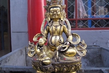 14 templo do tibete bronze cobre gild deus da riqueza amarelo jambhala estátua de buda 2024 - compre barato