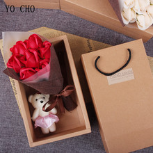YO CHO 7pcs Beautiful Handmade Preserved Flowers Soap Rose Box Flower Bear Hardcover DIY Birthday Gifts Box Valentine's day Gift 2024 - buy cheap