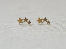 10Pairs Tiny 3 Star Stud Earrings Three Size Linking Stars Stud Earring Cute 3stars stud earrings one direction for women 2024 - buy cheap