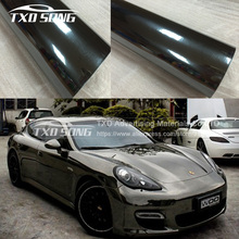 1.52*15M(5FTX49FT) Free shipping black Glossy chrome mirror film with air bubbles by free shipping 2024 - buy cheap