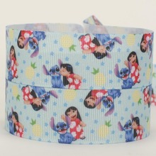 NEW  50 yards cartoon stitch with girl bows printed grosgrain ribbon free shipping 2024 - buy cheap