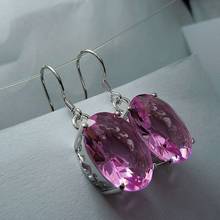 Szjinao Oval Vintage Jewelry Pink Crystal Earrings Genuine 925 Sterling Silver Fine Earrings Women Wedding Jewelry Brand 2024 - buy cheap