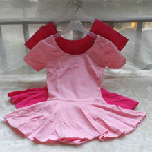 Vestido de balé infantil de verão, manga curta, algodão, para dança, fantasia, ginástica, collant 2024 - compre barato